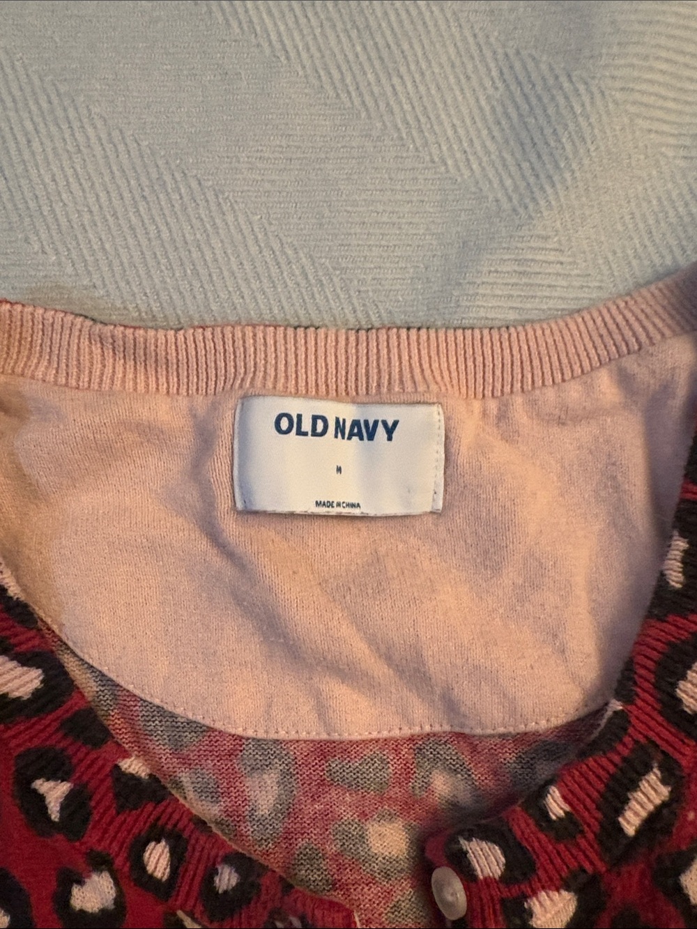 Old Navy Red Leopard Print Cardigan with Red Pants - Picture 2 of 3